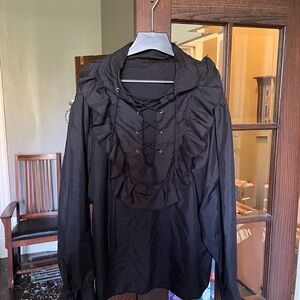 Black Lace-Up Shirt - GOTH AF